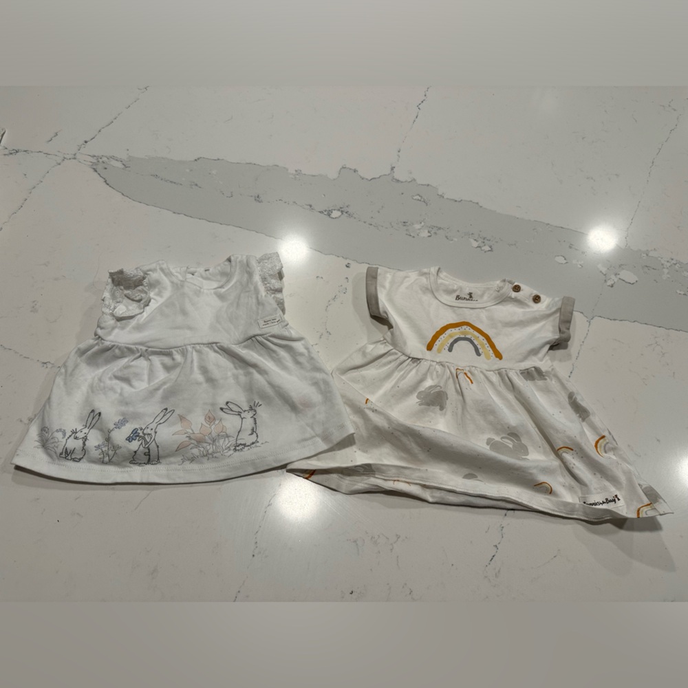 2 x girl dresses baby 6 months bunny